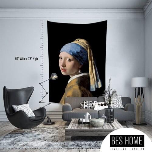 Johannes Vermeer-Girl with Pearl Earings,Fabric Wall Hanging,Tapestry,Textile Wall Hang, wall Decoration,Master Piece Tapestry