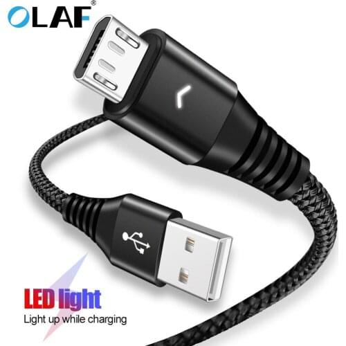 Olaf Micro USB Cable 2.4A LED Fast Charging USB Data Cable Mobile Phone Charging Cable for Samsung S7 S6 Huawei Android Cable