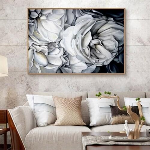 Nordic White Flowers Canvas Painting Wall Art Modern Canvas Poster and Print Picture for Living Room Bedroom Decoration Unframed