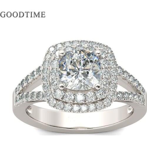 Luxury Ring For Women Pure 100% 925 Sterling Silver Zirconia Rhinestone Rings Jewelry Accessories For Girl Party New Years Gift