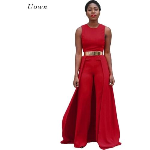 Wide Leg Jumpsuits for Women 2020 Fashion Summer Sleeveless O Neck Loose Elegant Evening Party Long Pants Rompers Women Jumpsuit
