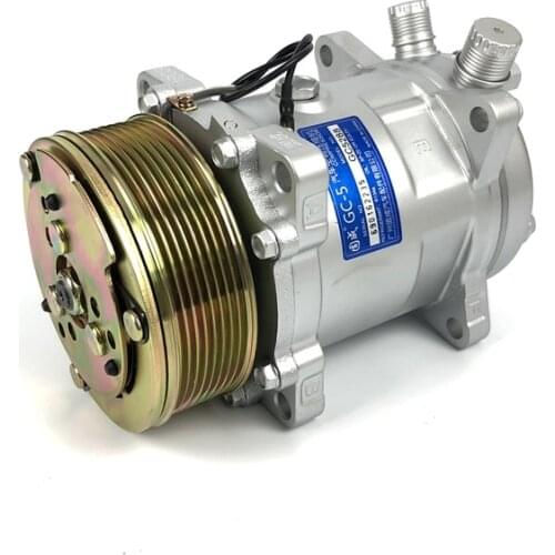 5H14 Sanden 508 Serpentine Compressor 8 Groove 12V 24V Tractor Excavator Heavy Duty Truck Car A/C Air Conditioning Compressor