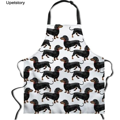 Upetstory Women Kitchen Aprons Dachshund Dog Printed Cooking oil-proof Fabric Antifouling Chef Apron Cleaning 65*72cm