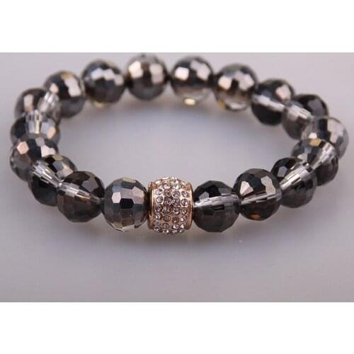 MOODPC Micro Zircon Pave Ball 10mm Shiny Crystal Stone bracelets For Women gift Jewelry Stretch Bracelet