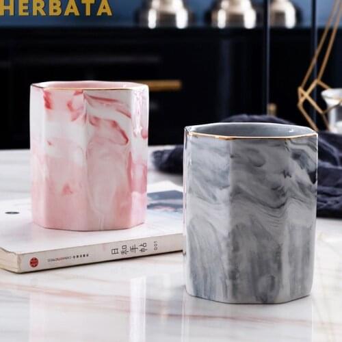 Marble Print Pen Holder Nordic Style Pen Holder Stationery Organizer Storage tube for Home Office Desk Stationery Decor CL-2523