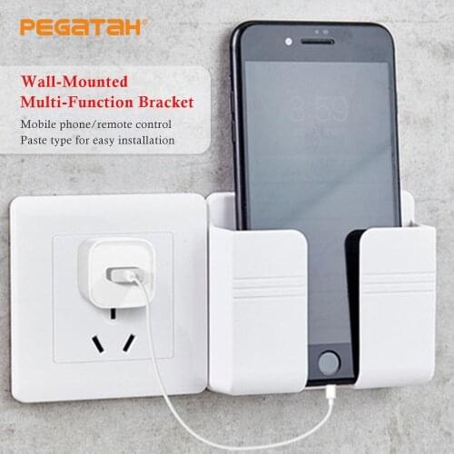 Wall Mounted Organizer Storage Box Charging Dock Remote Control Mounted Mobile Phone Plug Wall Charging Multifunction Holder