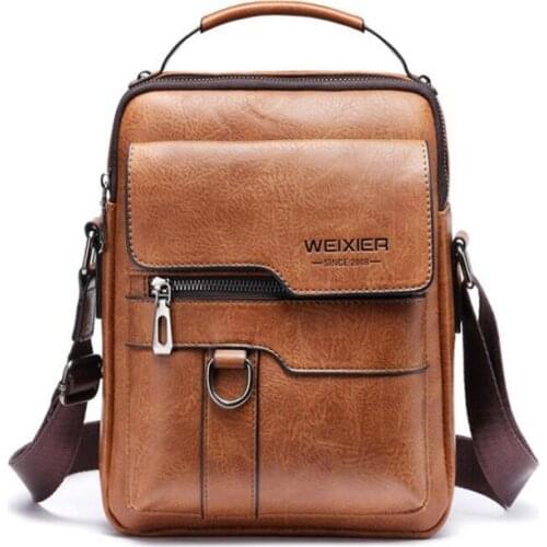 New Arrival Fashion Vintage Business PU Leather Men Messenger Bags Promotional Small Crossbody Shoulder Bag Casual Man Bag