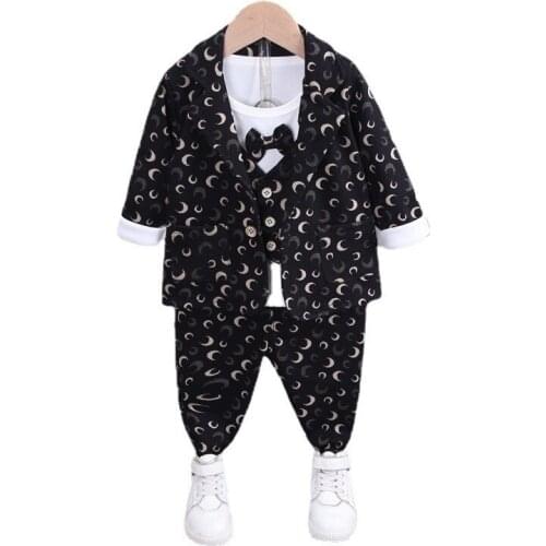 New Gentleman Children Clothes Sets Autumn Baby Clothing Boys Casual Coat T-Shirt Pants 3Pcs/Set Toddler Costume Kids Tracksuits