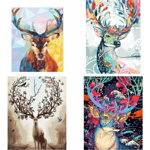 Deer Reindeer Sika Deer DIY Digital Oil Painting By Numbers Paint Drawing Coloring By Number Canvas Hand Painted Modular Picture