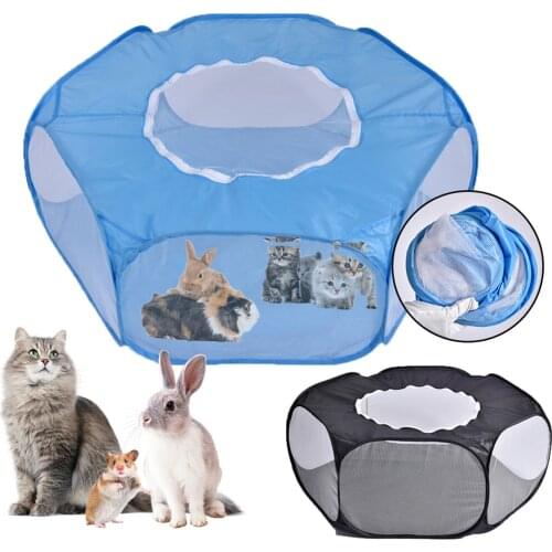 Transparent Small Animal Cloth Fence Foldable Breathale Pet Fences Cat Rabbit Reptiles Amphiians with Sunroof Tent