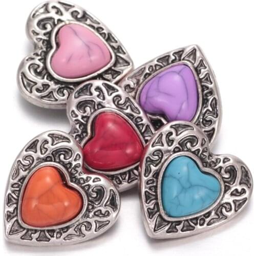 2017 New Arrivals KZ0358 5pcs/lot Rhinestone Heart Buttons 18mm snap button Jewelry Faceted Snaps Fit Snaps Jewelry