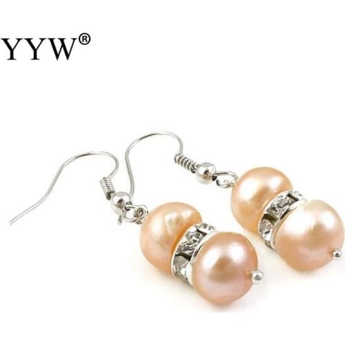 Fashion Earrings Freshwater Pearl Brass Earring Hook Pink 1 Pair Earrings For Girls Woman Anniversary Party Gift Fine Jewelry