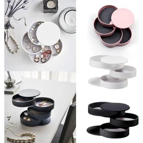 Jewelry Storage Box 4-layer Rotatable Jewelry Accessory Storage Tray With Lid Creative Desktop Storage Box Caixa Organizadora