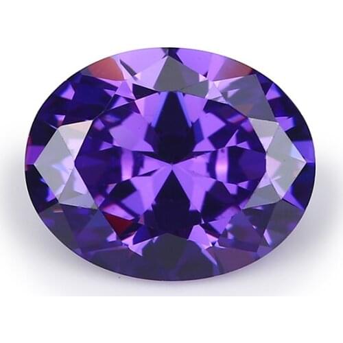 50PCS 2x3~13x18mm Oval Shape Loose CZ Stone Violet Color AAAAA Cubic zirconia Synthetic stone For Jewelry DIY Gems Stone
