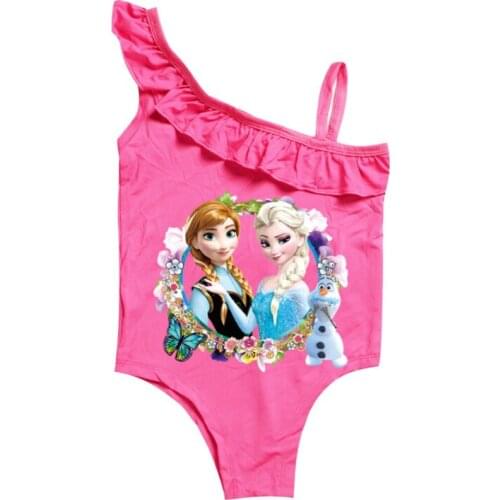 Disney Frozen Girl Toddler Summer One Piece Swimsuit Cartoon Print Bathing Suit Kid Baby Swimwear Bikini Children Beach Wear
