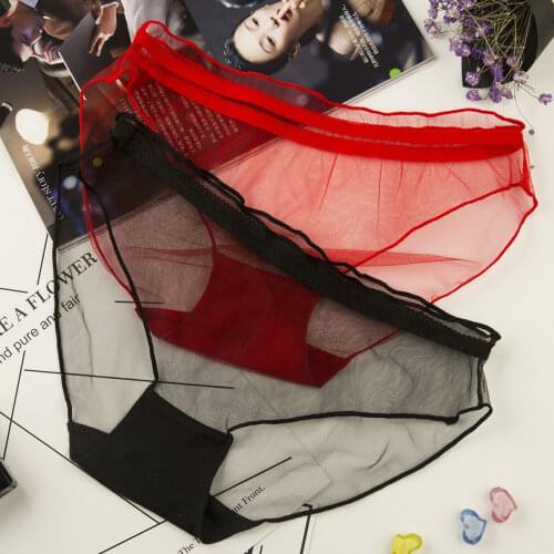 Glowing Future Japanese Ruffles Panties Women Transparent Lace Mesh Underwear Women Girl Sweet Sexy Clothes for Women
