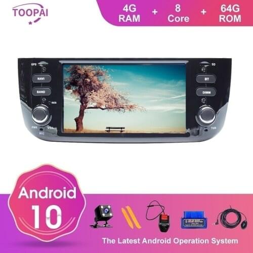 TOOPAI Android 10 For Fiat Linea Punto EVO 2012-2015 Radio GPS Navigation Multimedia Player Steering Wheel Control 4Core 2GB 16G