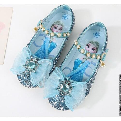 New Spring Summer fashion Princess Girls leather shoes children Party Frozen Elsa Anna shoes toddler elsa flat shoes Disney