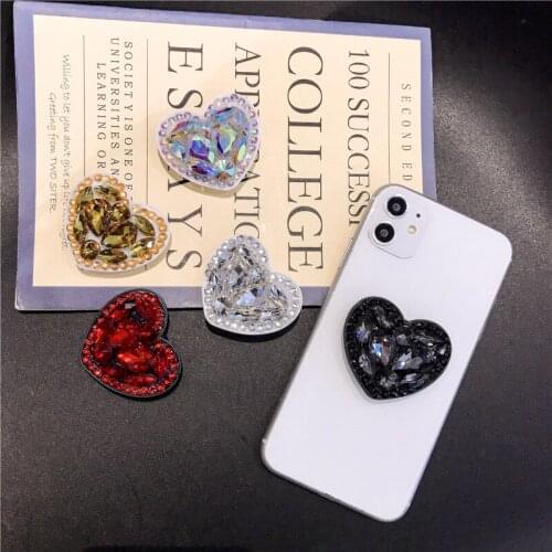 Heart-shaped diamond universal mobile phone holder ring bracket extension bracket and mobile phone for iphone