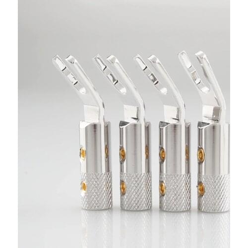 Viborg VS702R Pure Red Copper Rhodium Plated Spade Fork Plug HIFI Speaker Cable Spade Connector Top