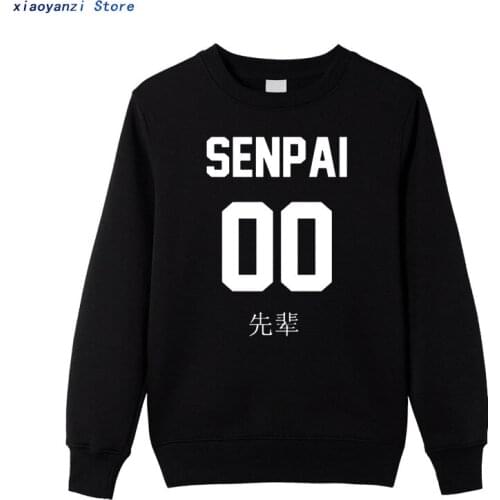 Japanese Anime Men Japanese Otaku Sweatshirt Senpai Front Letters Print Women Casual Hoodies grunge goth Hipster Pullovers