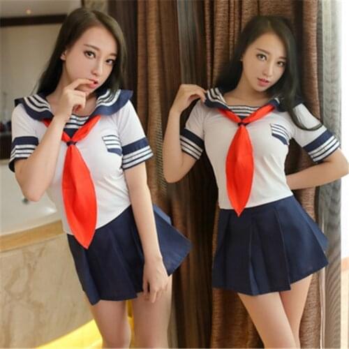Japanese Korean Version Suit Woman School Uniform High School Sailor Navy Cosplay Costumes Student Girls Pleated Skirt
