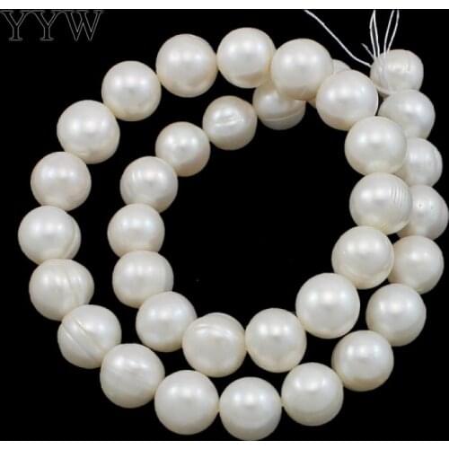 YYW Grade AA 11-12mm 100% Natural Freshwater Pearl Beads white Pearl Round Loose Beads For DIY Necklace Bracelat Jewelry Making