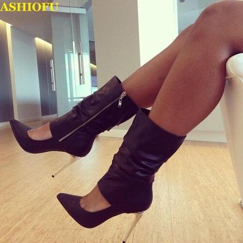 ASHIOFU Handmade New Womens High Heel Pumps Office Party Dress Shoes Warm-wrap Evening Club Fashion Court Pumps Shoes XD514