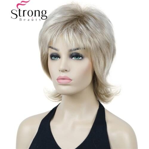Medium Length Blonde Ombre Full synthetic Wig for Women