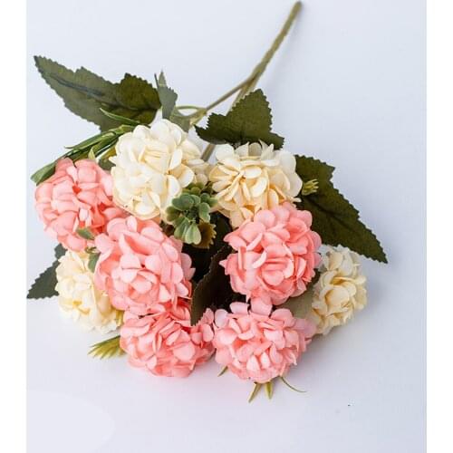 1 Bundle Silk Hydrangea Artificial Flowers Bridal Bouquet Diy Handmade Fake Flowers For Wedding Party Decor Valentines Day Gift