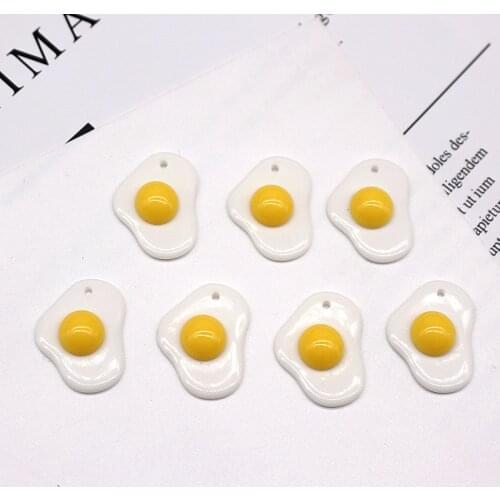 10pcs/pack egg food Resin Charms for Earring Diy Making Keychain Accessories Charms 19x21mm