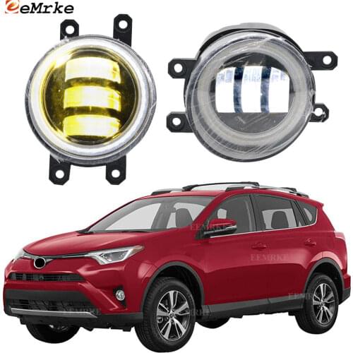 2-Pcs Angel Eye LED DRL Daylight Anti Fog Lights for Toyota Vanguard RAV4 XA40 2016 2017 2018 Foglight Lamp Car Accessories