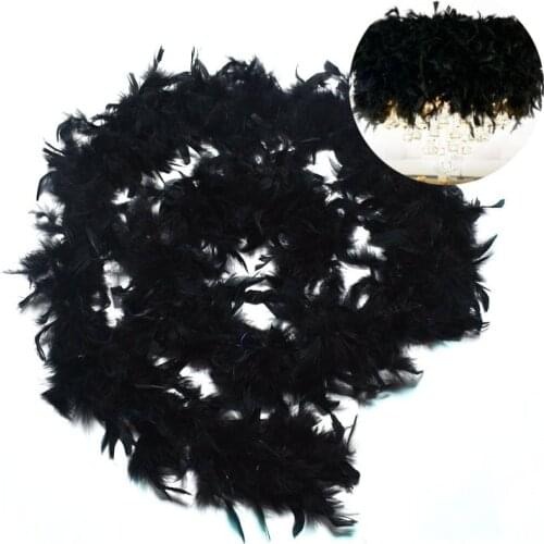 2Yards Black Fluffy Turkey Feather Boa Plume Costume Party Decorative DIY Wedding Feathers Christmas Carnival Home Accessories