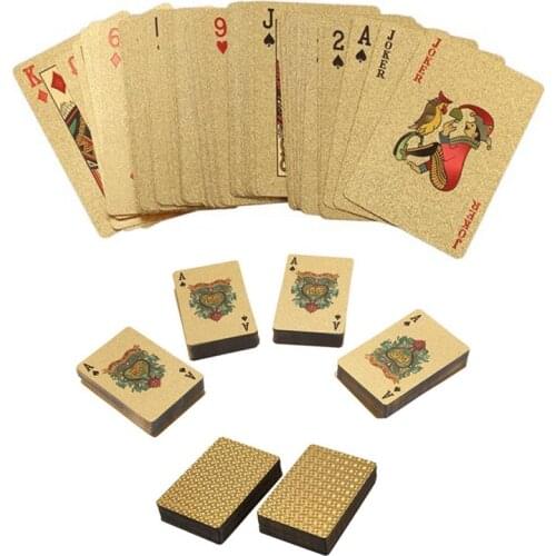 24K Gold Playing Cards Plastic Poker Game Deck Foil Pokers Pack Magic Cards Waterproof Card