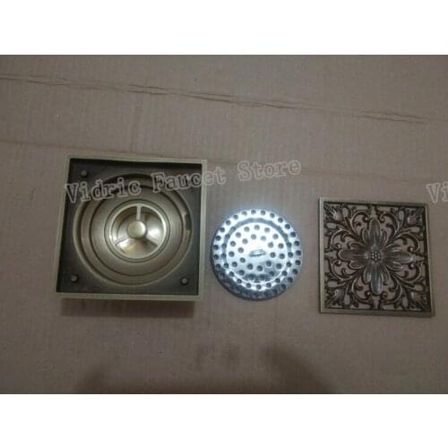 3 inch Antique floor drain, 10*10 cm European style all copper drain, deep water deodorization floor drain