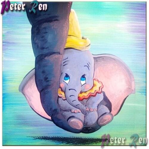 5d animal Diamond Painting DIY full Square\Round Rhinestone Embroidery Mosaic Dumbo and his mom Handmade decoration gift