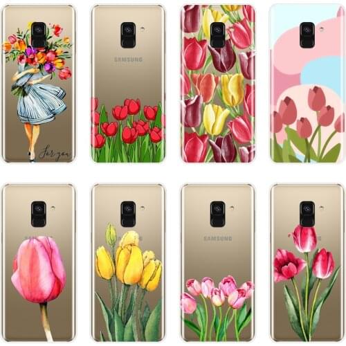 For Samsung Galaxy A5 A7 2018 A6 A8 Plus Case Silicone Soft Red Flower Girl Back Cover For Samsung A3 A5 A7 2016 2017 Phone Case
