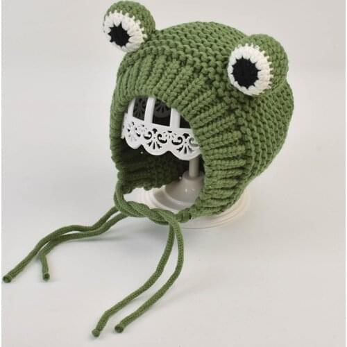 Baby Hat Autumn and Winter Warm Woolen Hat Frog Ears 1-3 Years Old Cute Knitted Beanie