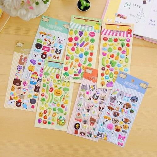 DHL 1000pcs 3D Bubble Stickers Sheet Cartoon Bubble Stickers Kids Boys Girls DIY Toy Cute Puffy Stickers Children Toys