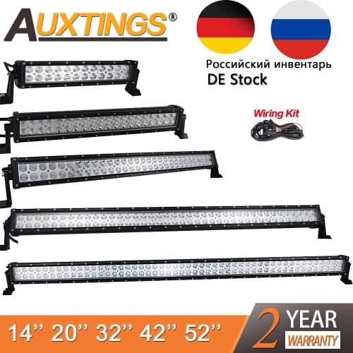 Auxtings High Power Dual Row 12V Straight Led Work Light Bar 14 20 32 42 52 Inch Offroad Car Led Light Bar Combo 4x4 SUV ATV