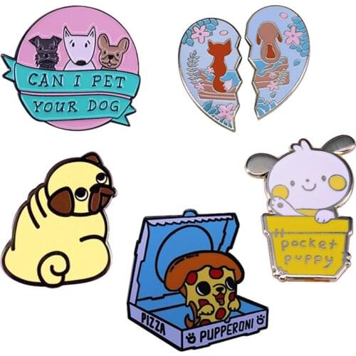 Lovely puppy dog enamel pin bulldog fox brooch animal lovers jewelry