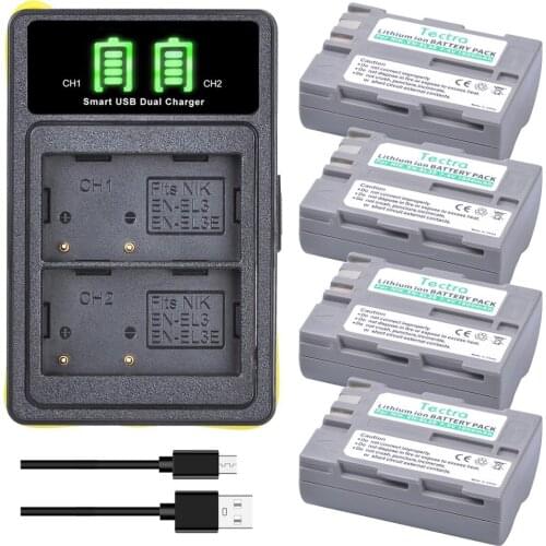 EN-EL3e Camera Batteries &Type-C Port LED USB Charger for Nikon D30 D50 D70 D70S D90 D80 D100 D200 D300 ENEL3e