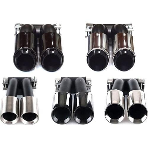 Car Styling Muffler Tailpipe Nozzles For Porsche 718 Cayman Boxster 981 Automobile Rear Diffuser Black/Silver Exhaust Pipe
