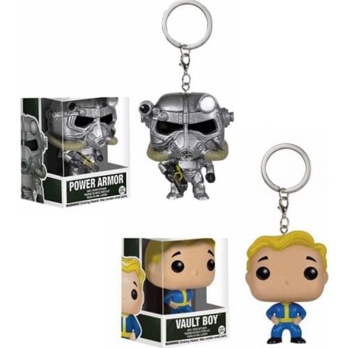 Funko POP Anime Fallout Theme Pocket POP Power Armor Vault Boy Keychain Action Figure Toys Collection Keyring Kids Birthday Gift
