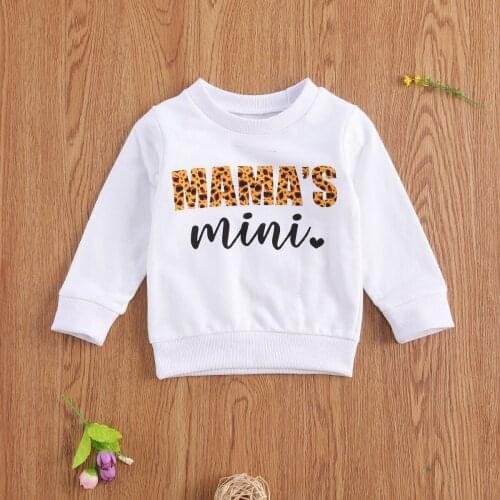 Toddler Autumn Spring Clothes Hoodies Letter Print O-Neck Long-Sleeves Leopard Patchwork Pullover Top For Baby Girls Boys