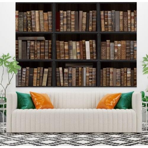 Bookshelf Scene Tapestry Vintage Exotic Summer Plant Nature Frame for Bedroom Photography Wall Decor
