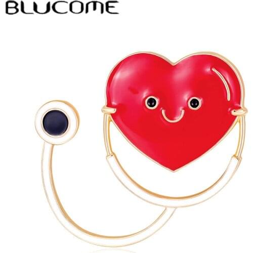 Creative Medical Care Heart-Shaped Stethoscope Brooch Doctor Nurse Coat Collar Clip Hospital Badge Enamel Corsage accessories