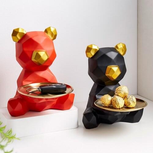 Bear Tray Geometric Animal Sculpture Metal Tray Nordic Home Decor Fruit Sundries Storage Living Room Home Decor Accessories Gift