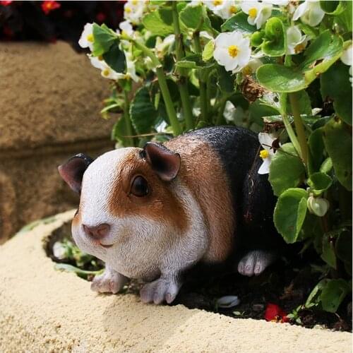 Cute Garden Guinea Pig Resin Animal Statue DIY Decoration Sculpture Props For Home Kids Room Store Garden Decor Ornament Gift
