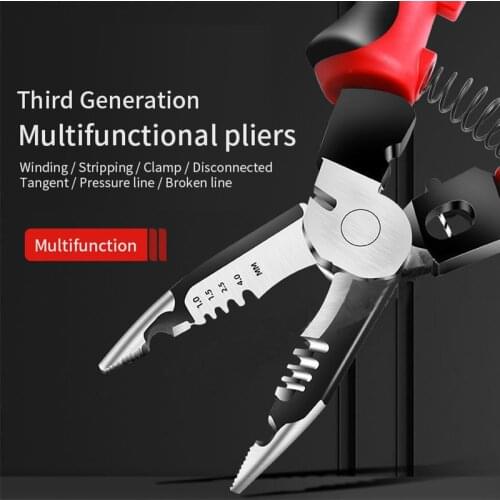 6 IN 1 Multifunctional Electrician Pliers Long Nose Pliers Wire Stripper Cable Cutter Terminal Crimping Hand Tools